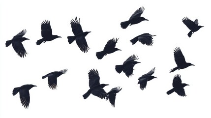 Obraz premium crows flock silhouette isolated on white background