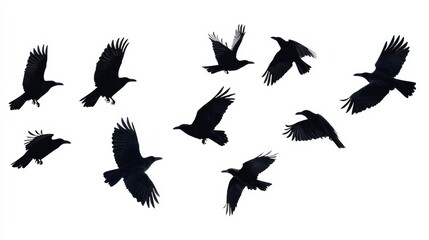 Obraz premium crows flock silhouette isolated on white background