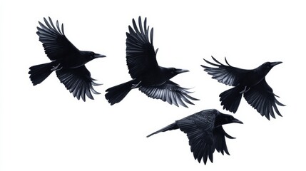 Fototapeta premium crows flock silhouette isolated on white background