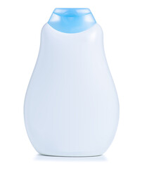 White bottle shampoo shower gel beauty on white background isolation