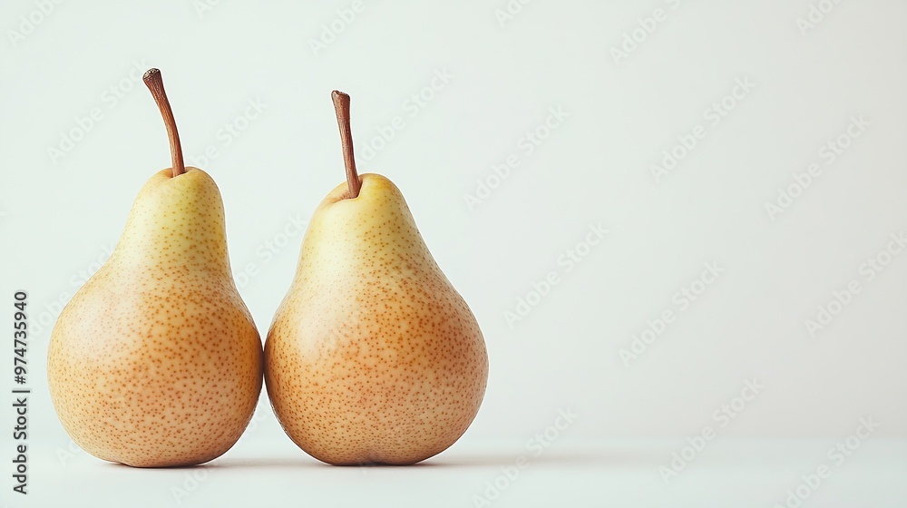 Poster isolated pears one and a half green pear fruit isolated on white background : generative ai