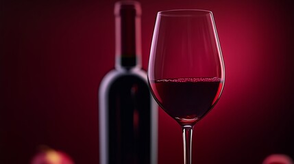 glas of red wine and bottle : Generative AI