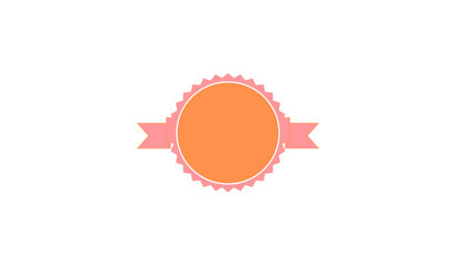 red and yellow label with ribbon