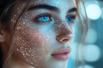 nanobots repairing and enhancing skin cells holographic display of rejuvenation progress and personalized aidriven skincare regimen