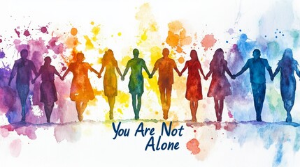 Naklejka premium Watercolor Hands of Hope: Spreading Mental Health Awareness - You Are Not Alone