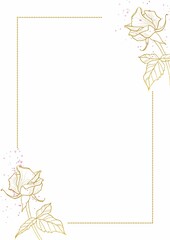 Golden Floral A4 Document Page Border with White Background 