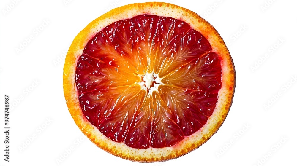 Poster slice of blood sicilian orange isolated on white background with clipping path : generative ai