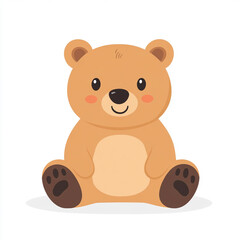 Simple flat clip art of a cute light brown bear with a minimalistic and simple design, vector illustration