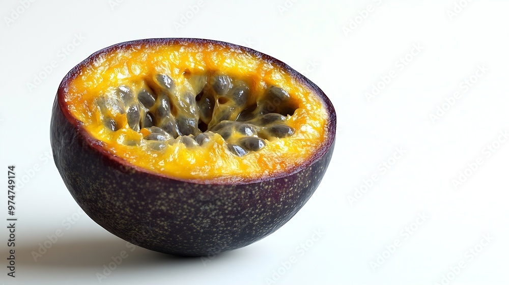 Poster clipping path passion fruit isolated on white background : generative ai