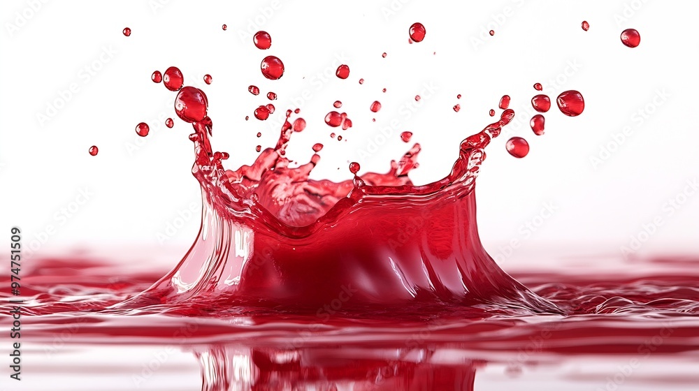 Poster Red juice splash isolated on white background : Generative AI