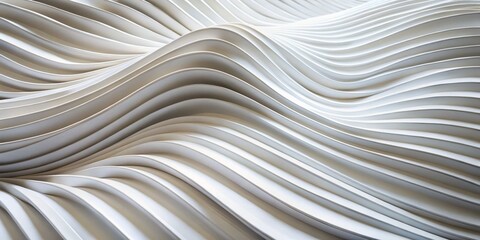 Abstract White Curved Lines Architectural Wall, abstract art, modern design, geometric shapes