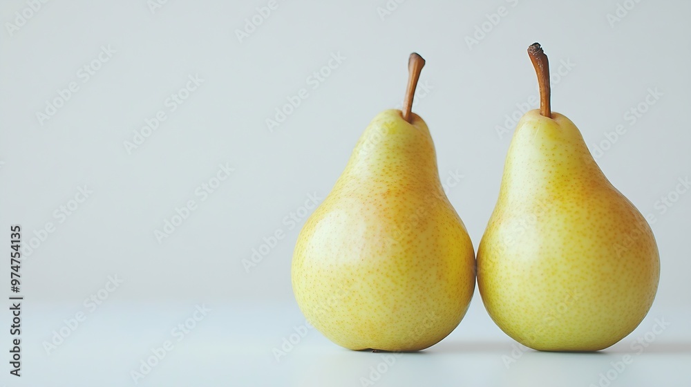 Poster isolated pears one and a half green pear fruit isolated on white background : generative ai