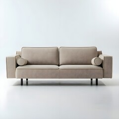 Beige sofa isolated on a white background.	