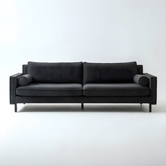 Fototapeta premium Black sofa isolated on a white background. 