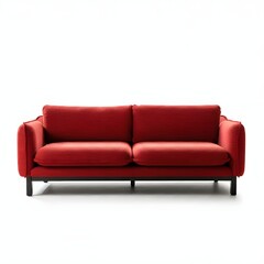 Fototapeta premium Red sofa isolated on a white background. 