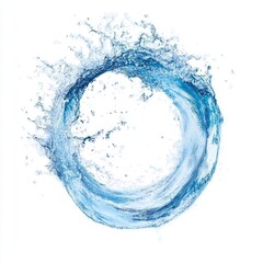 Floating Water Wave Splash in Light Blue Hue Isolated on White Background