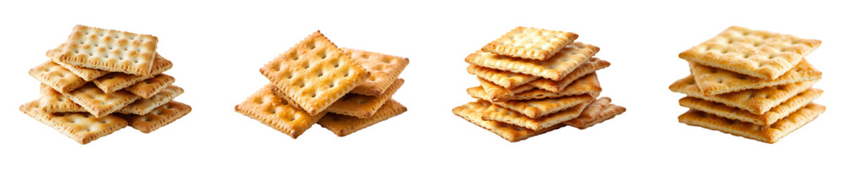 Set, collection of Crackers isolated on transparent background.