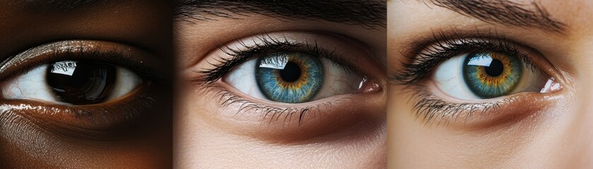 Naklejka premium Close-up of Diverse Human Eyes Showcasing Unique Colors and Textures in High Detail