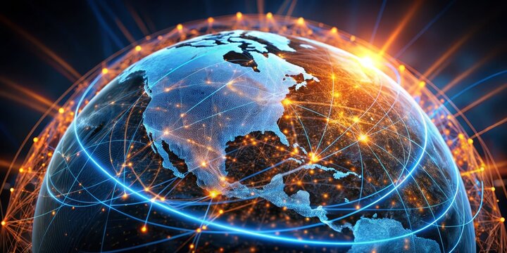 Global Network Connections, North America, Digital World, Technology, Global Communication