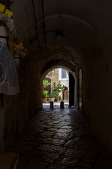 Charming narrow street in the old town of Bari, Puglia, Italy