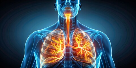 Human Lungs Anatomy 3D Model, 3D Rendering, Medical Illustration, human anatomy, lungs, respiratory system