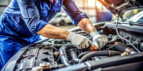 Mechanic Working on Car Engine,Close Up, Automotive Repair , Mechanic, Car