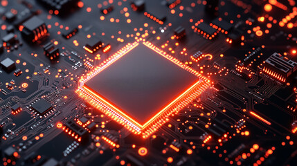 Obraz premium Technology background. High tech electronic circuit board background. Close-up macro electronic circuit board, technology chips to the motherboard. Electronic technology digital chip. Tech background.