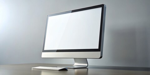 Modern Desktop Computer with Blank Screen on Desk, Computer ,Desktop ,Monitor