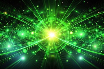 Obraz premium Abstract Background With Neon Green Light Glowing In The Dark