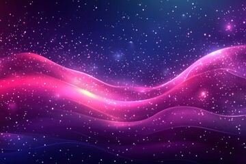 Fototapeta premium Abstract Cosmic Landscape with Shimmering Waves and Stardust
