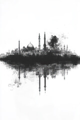 Luxor, Egypt, black and white pen pencil hand-drawn effect portrait drawing illustration for travel poster, card, wallpaper, backdrop or banner. Modern, clear, artistic and simple