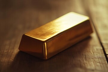 Gold Bar on Wooden Surface