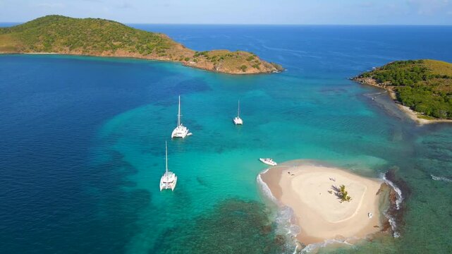 Aerial View of a Small Island in British Virgin Islands in the Caribbean 