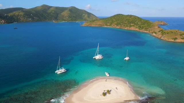 Aerial View of a Small Island in British Virgin Islands in the Caribbean 