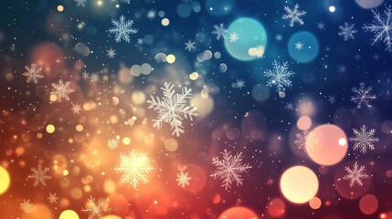 Obraz premium Abstract vector winter wallpaper featuring snowflakes, circles, and glowing elements design