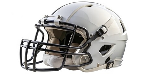 Fototapeta premium White Football Helmet Isolated on White Background, football helmet, american football, protective gear