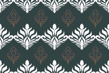 seamless floral pattern with Yellow-Grey-White and Light Blue-Grey color tone, damask vintage style 