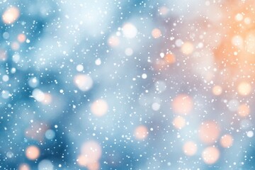 Pastel winter wonderland  blurred background with snowflakes and bokeh lights for holiday vibes