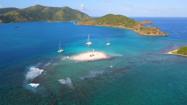 Aerial View of a Small Island in British Virgin Islands in the Caribbean 
