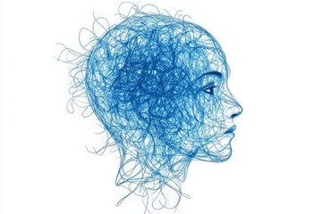 Abstract tangled lines forming human head profile