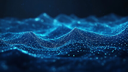 Connected World: Abstract Blue Low-Poly Network of Dots and Lines