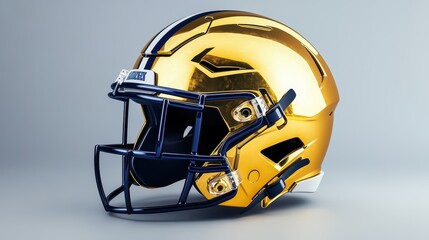 Shiny golden football helmet with black accents, perfect for sports-themed projects and promotional materials.