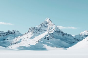 Obraz premium A Snowy Mountain Range with a Sharp Peak Under a Clear Sky