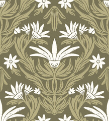 Damask hand drawn seamless pattern