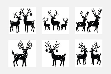 Christmas reindeer ornaments silhouette vector