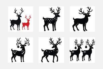Christmas reindeer ornaments silhouette vector