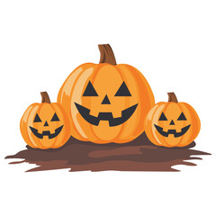 Halloween jack-o-lantern on mud ground vector illustration
