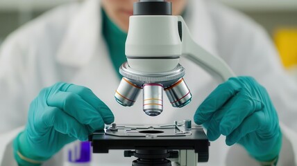 Medical lab technician analyzing a testes biopsy sample under a microscope, clinical research in fertility treatment testes biopsy, lab analysis