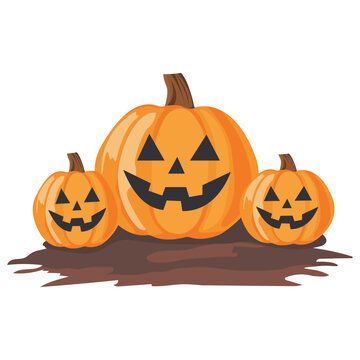Halloween jack-o-lantern on mud ground vector illustration
