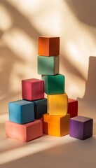 Fototapeta premium Vibrant collection of colorful block toy pieces captured in a stunning photography shot